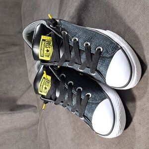 Converse Chuck Taylor All Star High Street Black Faux Leather Sneakers VG J4 W6